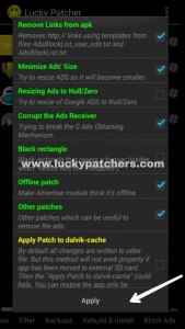 lucky patcher - remove ads - apply
